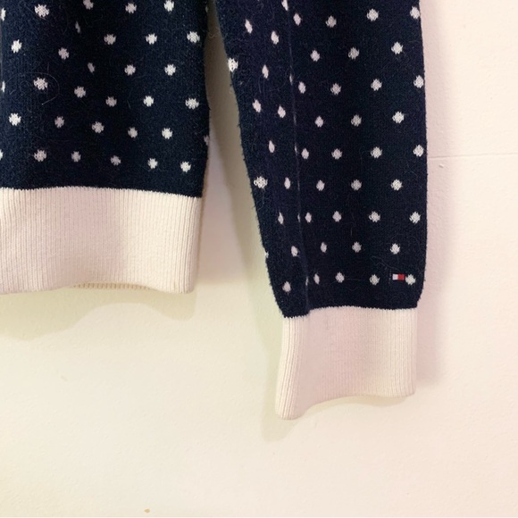 Tommy Hilfiger button back sweater navy blue polka dot pima cotton sz XL EUC OBO - Picture 6 of 12